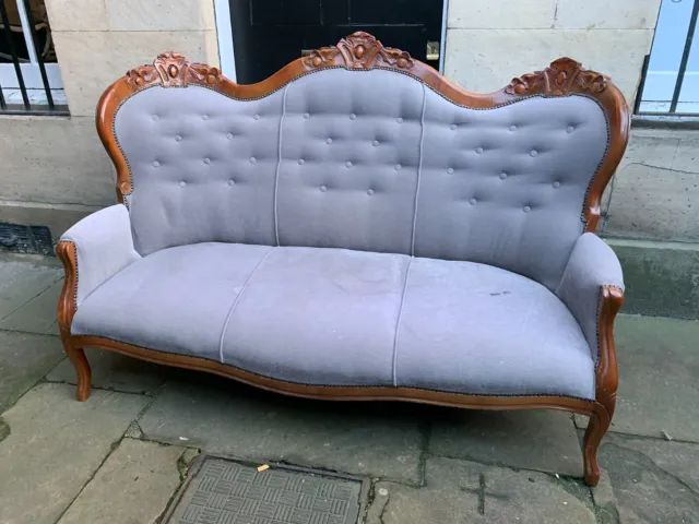 Victorian Settee Mahogany - Antique Carved Couch