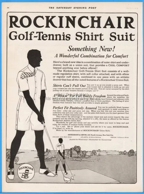 1922 Henderson Ervin New York City NY Rockinchair Underwear Golf Theme Ad