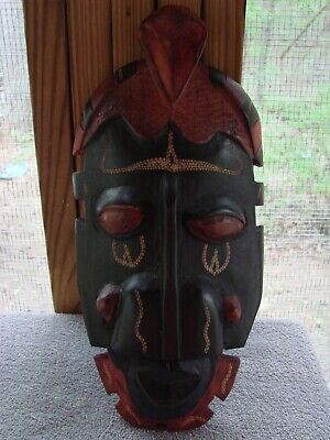 hand carved wooden african tribal face mask folk art wall decor