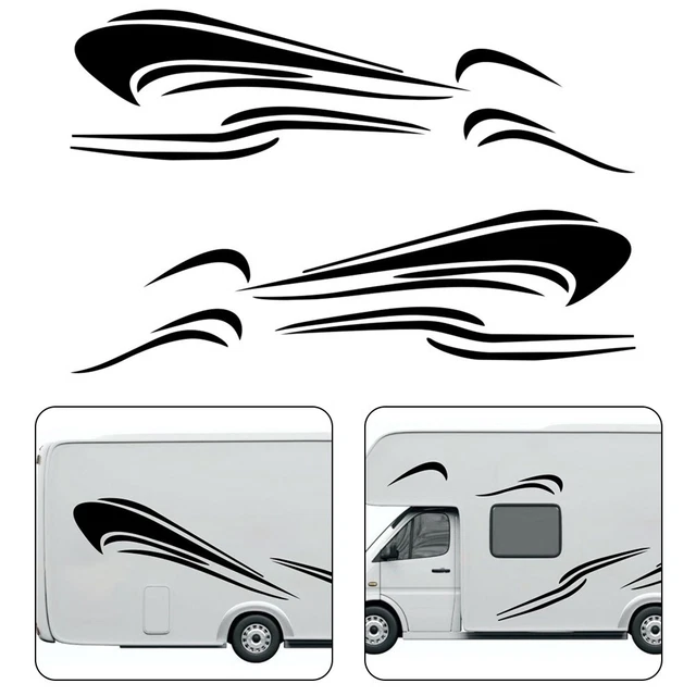 Set 2 Adesivi Grafici Camper Decalcomanie, Vinile Nero - Foto 5