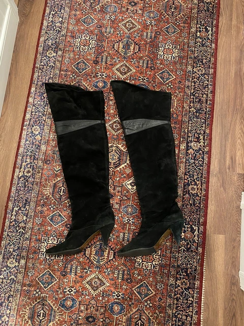 VERO CUOIO WOMENS OTK Over The Knee BOOTS BLACK SZ 7 SUEDE