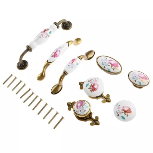 Vintage Ceramic Pulls Handles Door Cabinet Wardrobe Knobs Hardware Home Decor