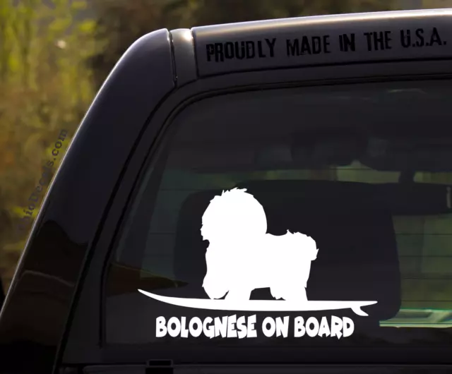 Bolognese on Board - Funny Dog Breed Decal Sticker for car or Truck Window