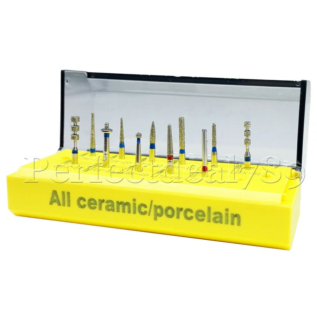 1 Kit Dental Diamond Burs Drill All Ceramic/Porcelain 11Pcs