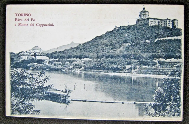 Torino Riva Del Po E Monte Dei Cappuccini Retro Indiviso Inizio 1900 Non Vg.