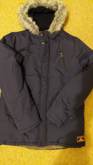 Boys padded jacket navy Studio hooded parka coat Age 15-16 Years