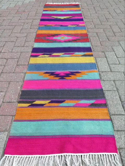 Multicolor Runner Rug Stairs Rug Hallway Rug Turkish Long Kilim Boho Rug 23"x93"