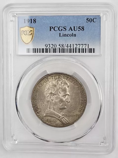 1918 Illinois Centennial Lincoln Commemorative Half Dollar 50c PCGS AU 58