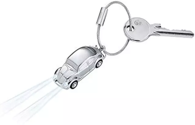 VW Beetle Keyring and Led Light, Silver 2