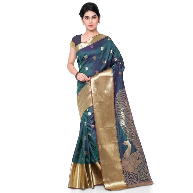 Sari da donna in misto seta Paithani con camicetta