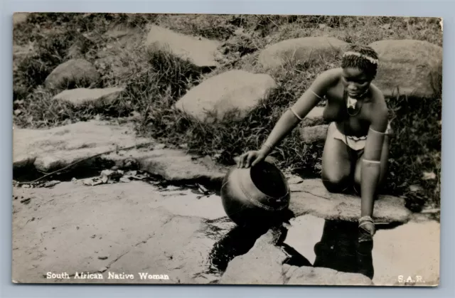 South African Native Woman Antique Real Photo Postcard Rppc