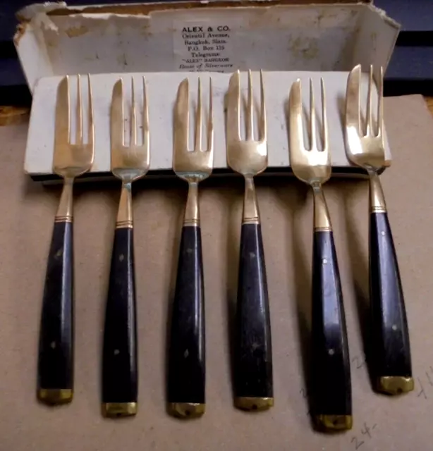 6-Vintage Cocktail Forks, Alex & Co., Siam