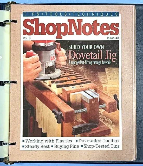 Lote de 6 revistas ShopNotes volumen 8, número nuevo de lote antiguo 43-48 con aglutinante para carpintería