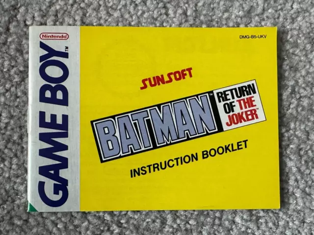 Batman Return of the Joker Gameboy game manual - UKV Game boy