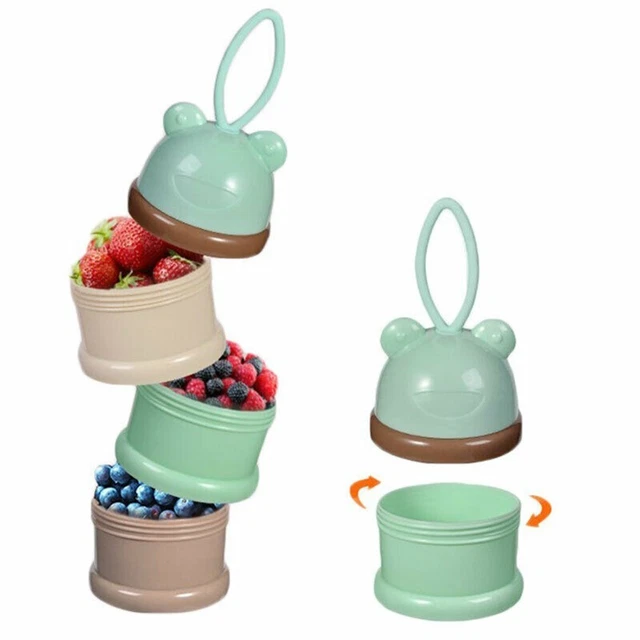 Caja de leche en polvo portátil multicapa para bebé dibujos animados recipiente para bebé fórmula colorida