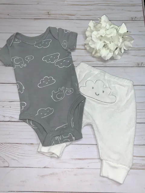 Carters Baby Boy Clouds And Elephants Bodysuit & Pant Set Size - 3 Months NWOT