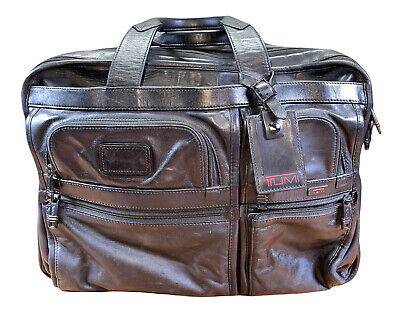 TUMI Alpha Leather Expandable Laptop Briefcase Style 96160DH Used No Strap