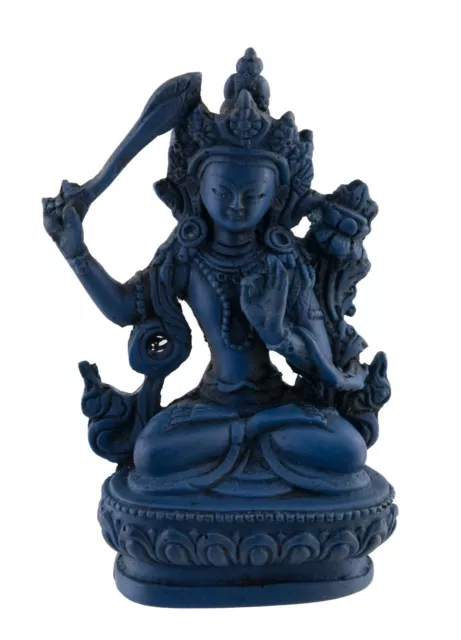 Manjushri - -statue Buddhistisches - Aus Harz Buddha - Tibet - 10 CM -blau -