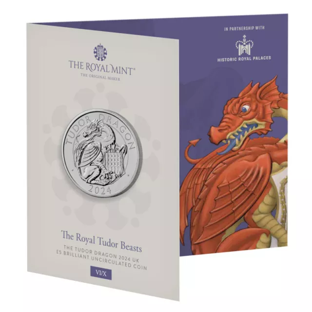2024 United Kingdom £5 Pound BU Coin Royal Tudor Beasts: The Tudor Dragon