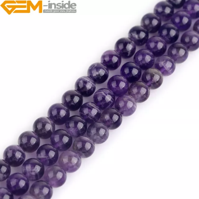 Natural Gemstone Purple Dream Lace Amethyst Round Beads For Jewellery Making UK