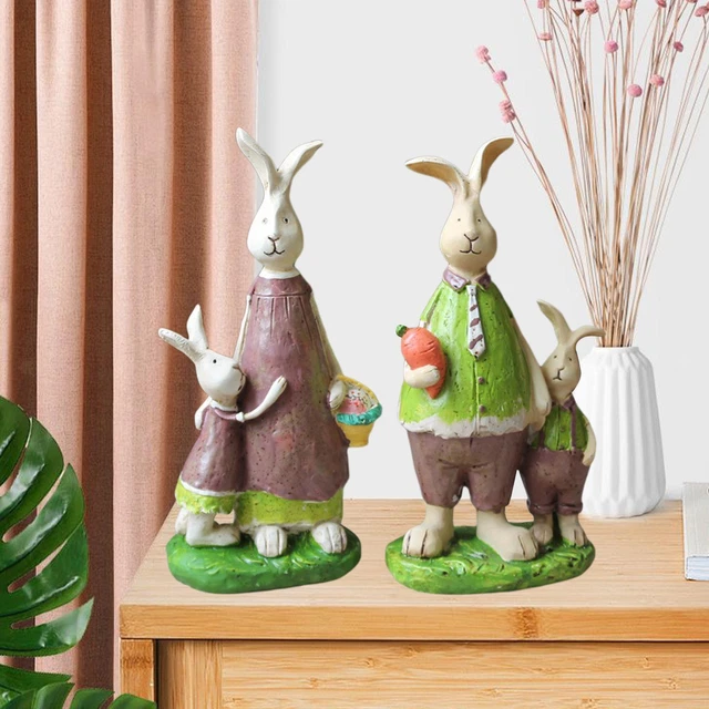 Statue de lapin mignon Figurines Animal Sculpture debout lapin ornement