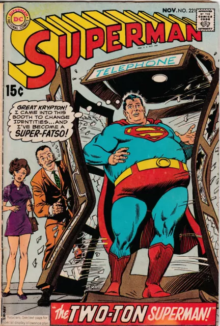 Superman 221, DC, 1969, The Two-Ton Superman, Silver Age