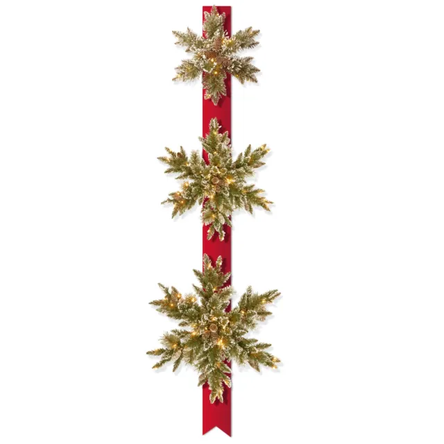 77-inch Pre-lit Glittery Bristle Pine Triple Snowflake Door