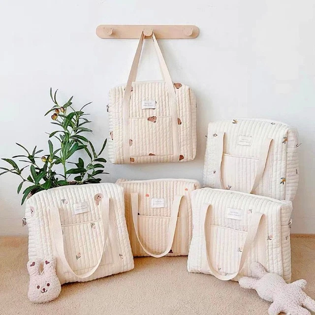 Mommy Bag Organizer Cute Bear Embroidery Newborn Baby Diaper Nappy Pouch Storage 8