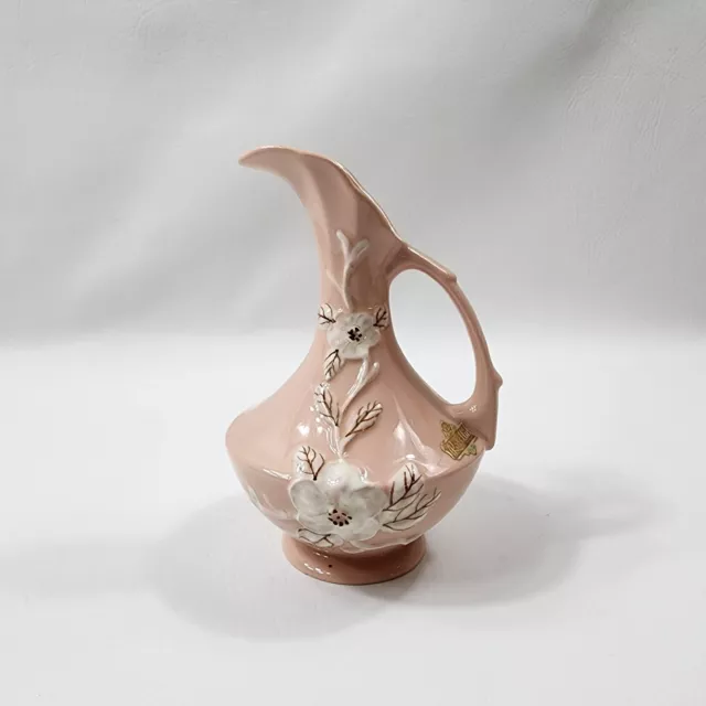 Hull Pottery Rosella Pitcher Vase Dogwood Pattern USA Peach White Cottagecore