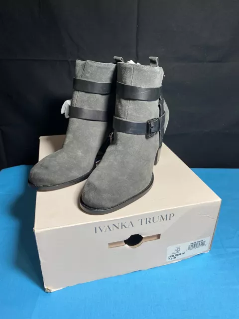 Ivanka Trump Filoer Ankle Boot Bootie 7.5 M Gray Suede  New w/ Box