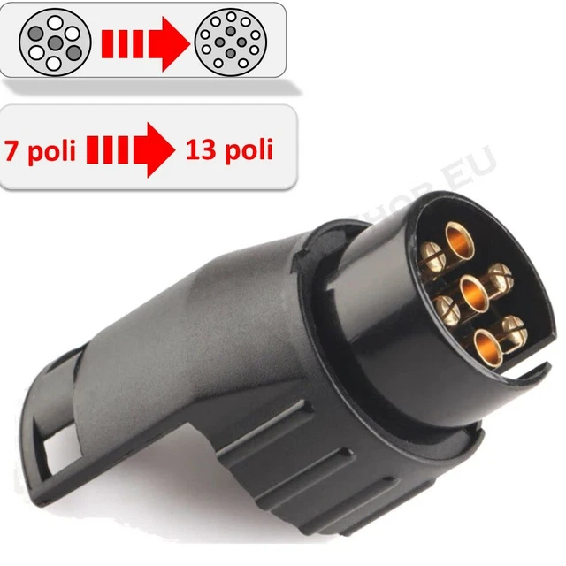 Convertitore 13 A 7 Pin Adattatore Presa Rimorchio 13 A 7 Pin: Convertitore Elettrico Per Barra Traino Di Camion E Caravan Prese Per Rimorchio - Foto 9