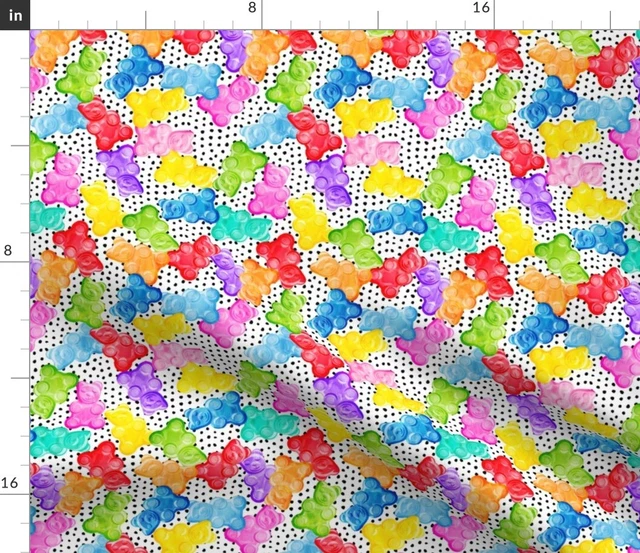 Bear Summer Sweets Candy Rainbow Gummies Gummy Spoonflower Fabric by the Yard