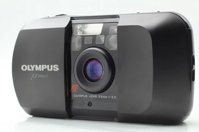[Near MINT] Olympus μ mju Black AF 35mm Point & Shoot Film Camera From JAPAN