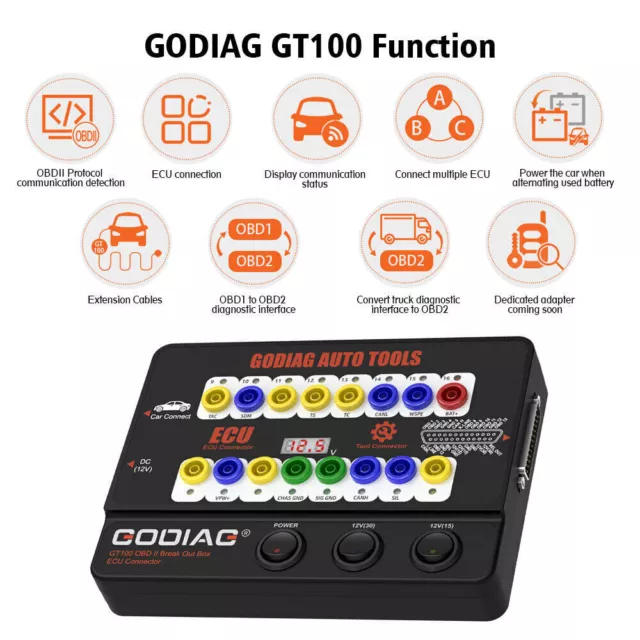 GODIAG GT100 OBD2 BreakOut Box OBDII Protocol Detector Bench Connector 3