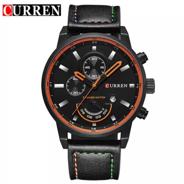 CURREN Men Quartz Analog Watch Fashion Leather Wristwatch Casual Male Watches