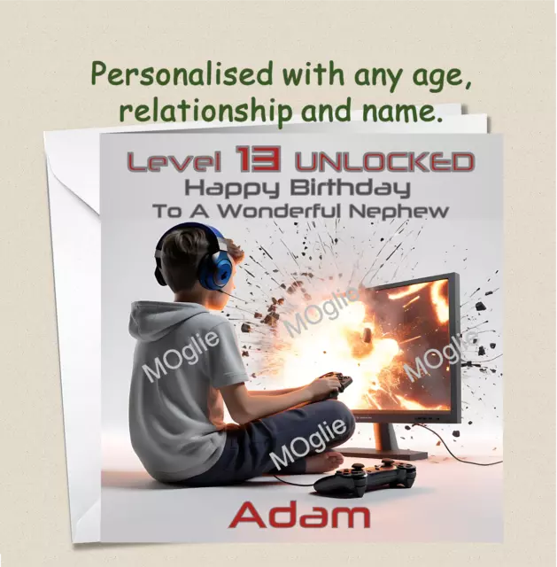 Personalised Birthday Card Gaming Gamer Son Grandson Brother Nephew Teenage GAM3