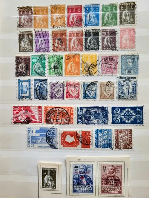 -(20)Lot alte Marken (Portugal)-gestempelt/postfrisch mit Falz auf Papier-s.Foto