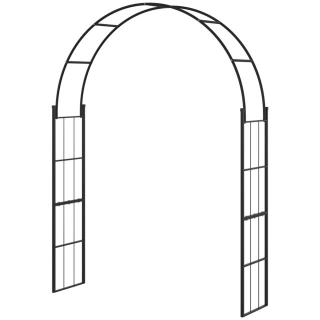 Outsunny Arco da Giardino in Metallo per Piante Rampicanti 157x40x223cm Nero