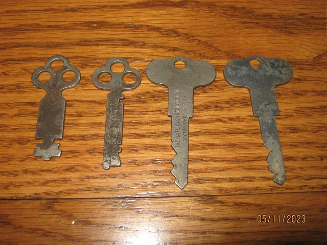 Lot of 4 National Cash Register Keys #1,#2 plus