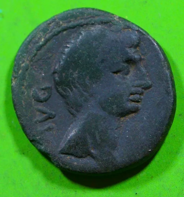 Roman Provincial ae19 Bronze Coin of Augustus Caesar Macedon  FOUNDER PLOWING