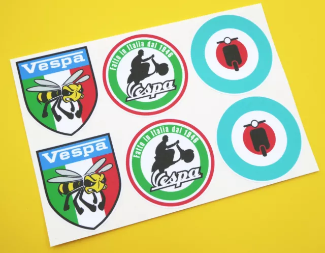 SCOOTER MoD Target, Italian round and 'Angry Wasp' stickers decals to fit VESPA