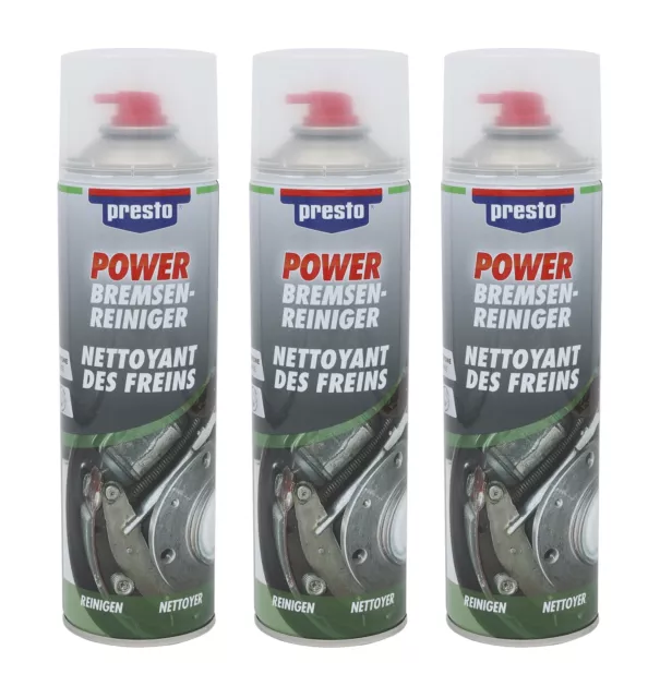 3 x Presto Bremsenreiniger Power 500 ml Spraydose | 500ml Acetonfrei 315541 Sprü