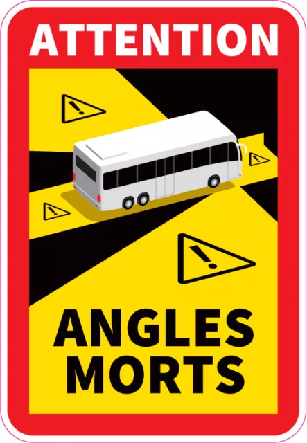 Lot 3 Autocollants Stickers Attention Danger Angles Morts Bus Car RECUP TVA