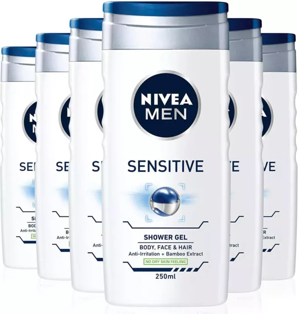 6 x NIVEA MEN Sensitive Shower Gel - 250/400 ml