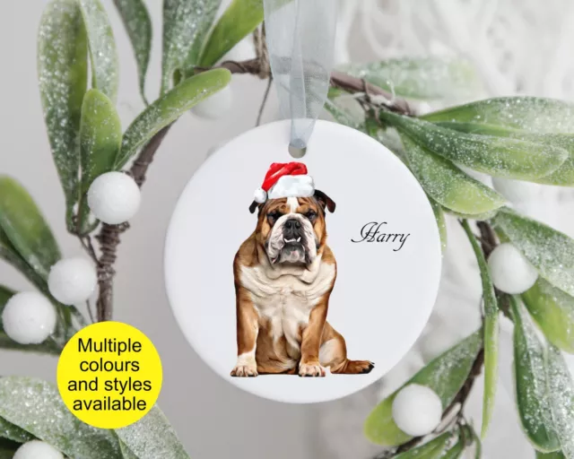 English Bulldog Dog Tree Ornament | Personalised Dog Bauble | Puppy | Dog Lover