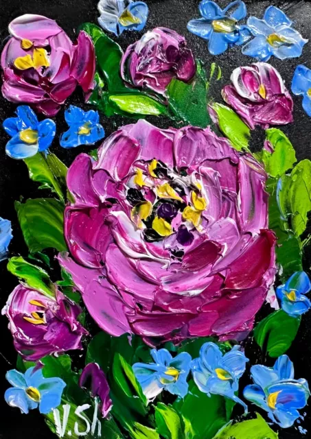 ACEO Oil Original Painting Roses Art Card Flowers Ukraine 100% Hand Painted