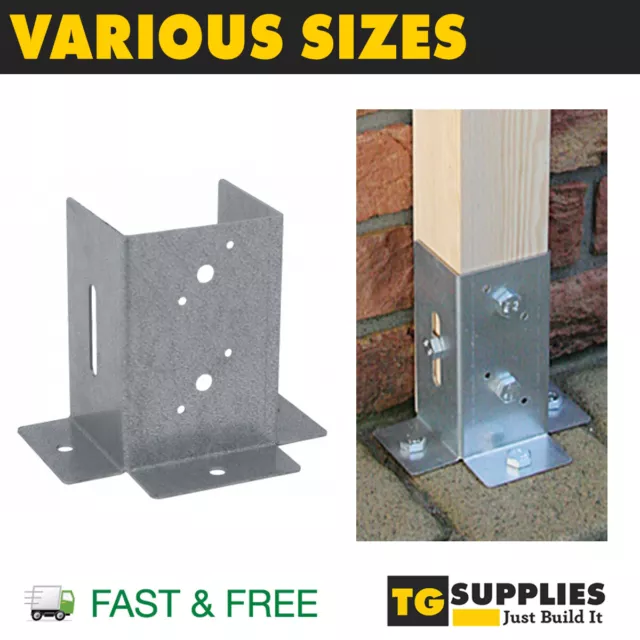 Galvanised Post Support Post Bracket Fence Foot Post Base Bolt Down Pergola Post