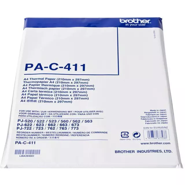 NEW Brother PA-C-411 Thermal Paper A4 Pack 100 Sheets PocketJet PJ Printers