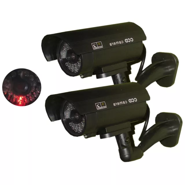 2 x Dummy Security Camera Fake Infrared LED Blink Flashing Light CCTV Waterproof