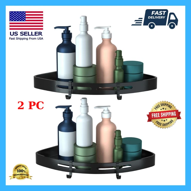 Corner Storage Caddy Bathroom Shower 2pcs Shelf Rack Holder Organizer, Black NEW